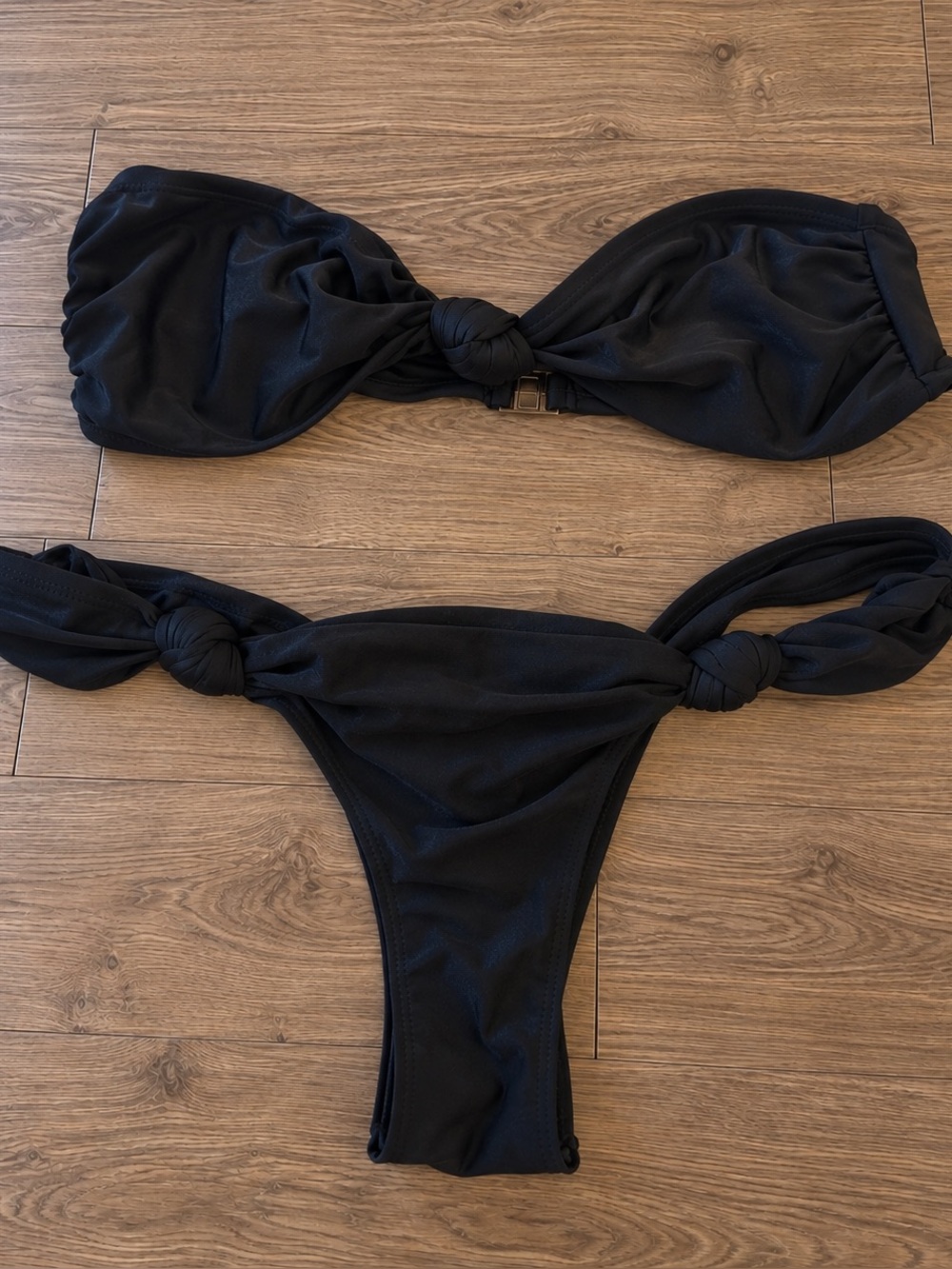 Edikted Lala Knotted Bandeau Bikini Set in Black